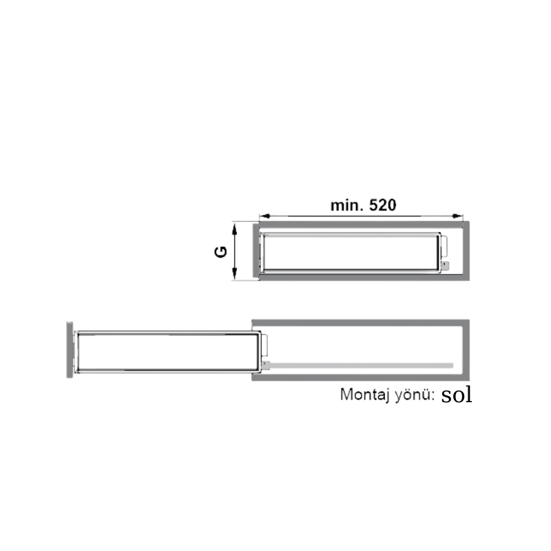 Hafele Neva Şişelik 150mm Sol Yönlü Antrasit Renk
