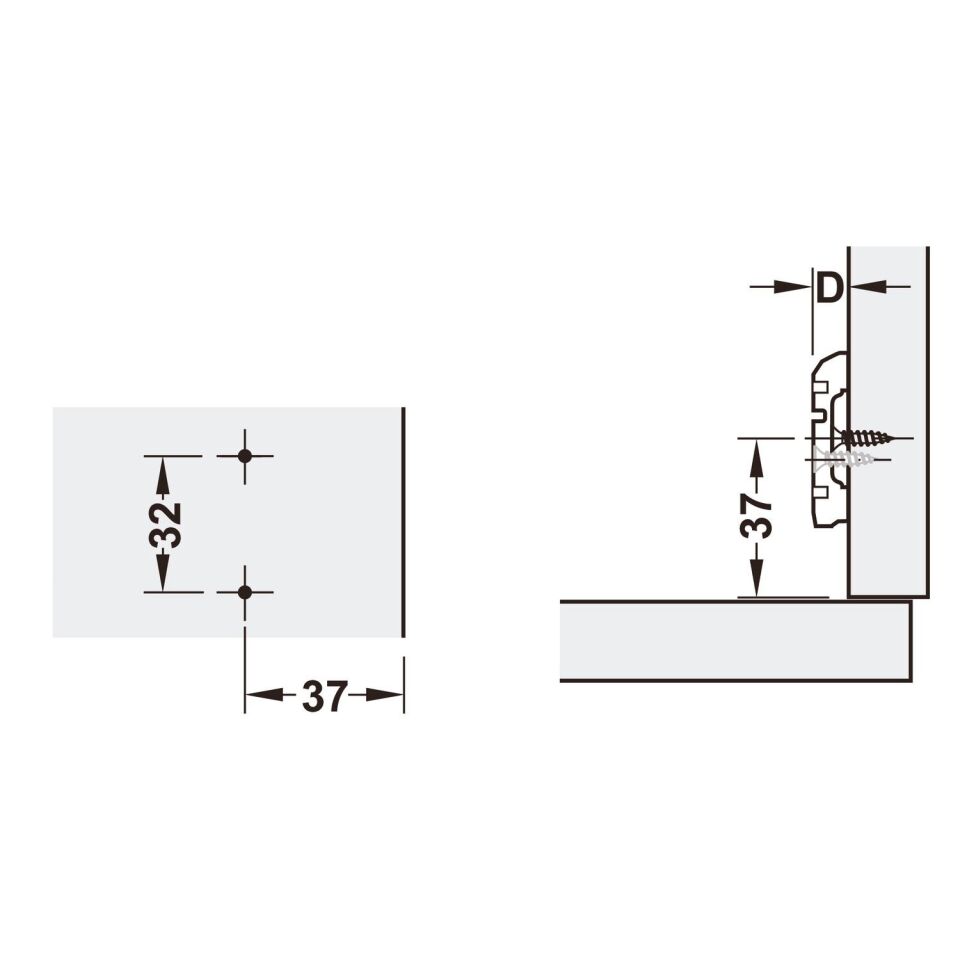 Hafele METALLA 110 H Taban 4 Delik Klipsli 2mm