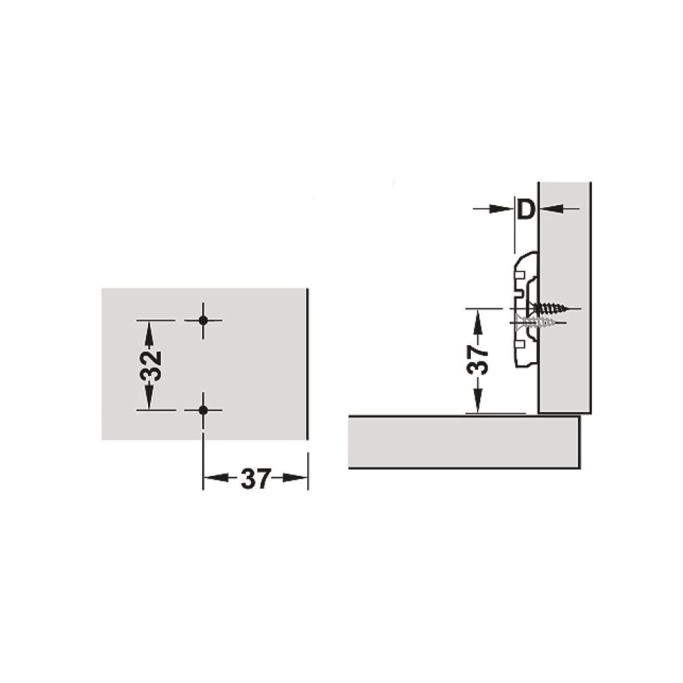 Hafele METALLA 110 H Taban 4 Delik Klipsli 2mm
