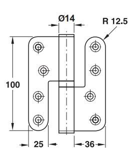 Hafele Yaprak Menteşe Çıkabilen Parlak Altın Paslanmaz Çelik 304 100mm Sol