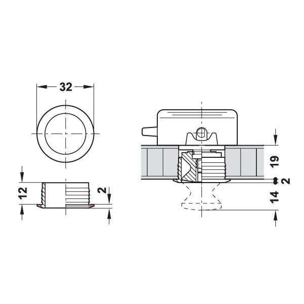 Hafele Plastik Rozet 19mm, Nikel Renk