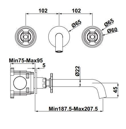 Hafele Loft Ankastre Lavabo Bataryası Titanyum