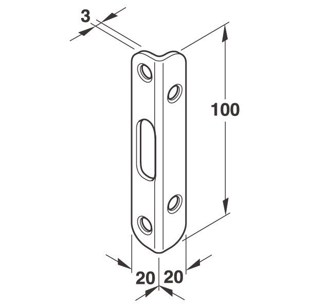 Hafele Köşeli Kilit Karşılığı 20x30mm Paslanmaz Çelik Renk