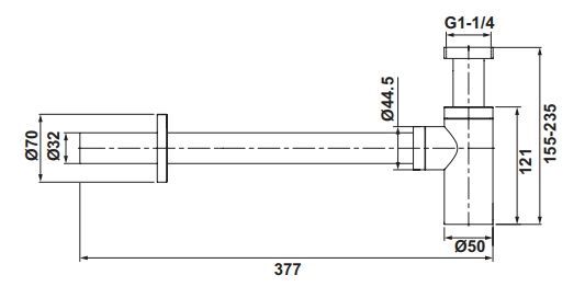 Hafele Sifon Pirinç Parlak Krom 377mm
