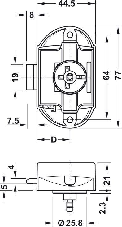 Hafele Basmalı İspanyolet Kilit 25mm, Nikel Renk