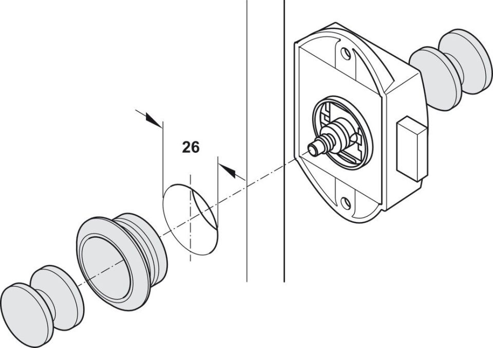 Hafele Basmalı İspanyolet Kilit 25mm, Nikel Renk