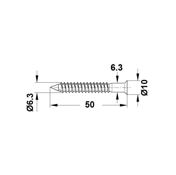 Hafele Confirmat Pz2 Sivri Uçlu 6,3x50mm (100 Adet), Galvaniz
