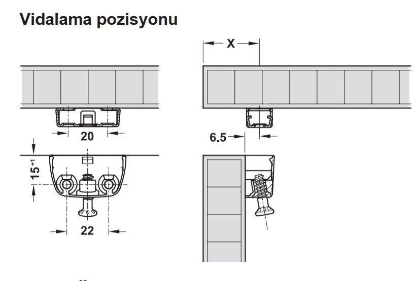 Hafele RV Üst Parça (100 Adet), Nikel