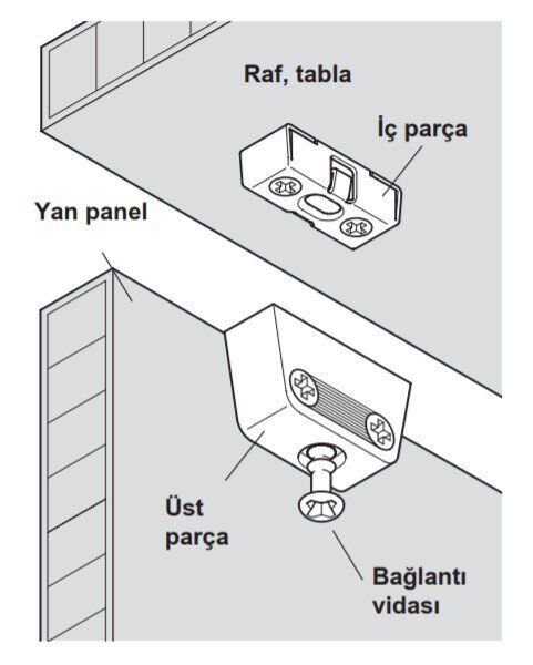 Hafele RV Üst Parça (100 Adet), Nikel
