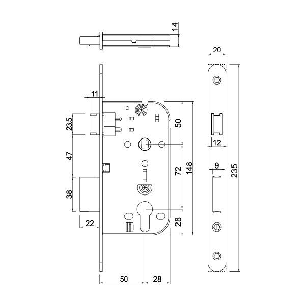 Hafele Çarpma Kapı Kilidi (Makaralı Kilit) Barelli Tip (PC) 20mm Parlak Pirinç Renk