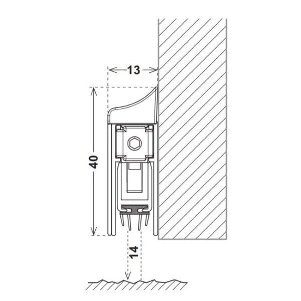Hafele Kapı Altı Giyotin Zone Surface 1230mm Yüzeye Monte