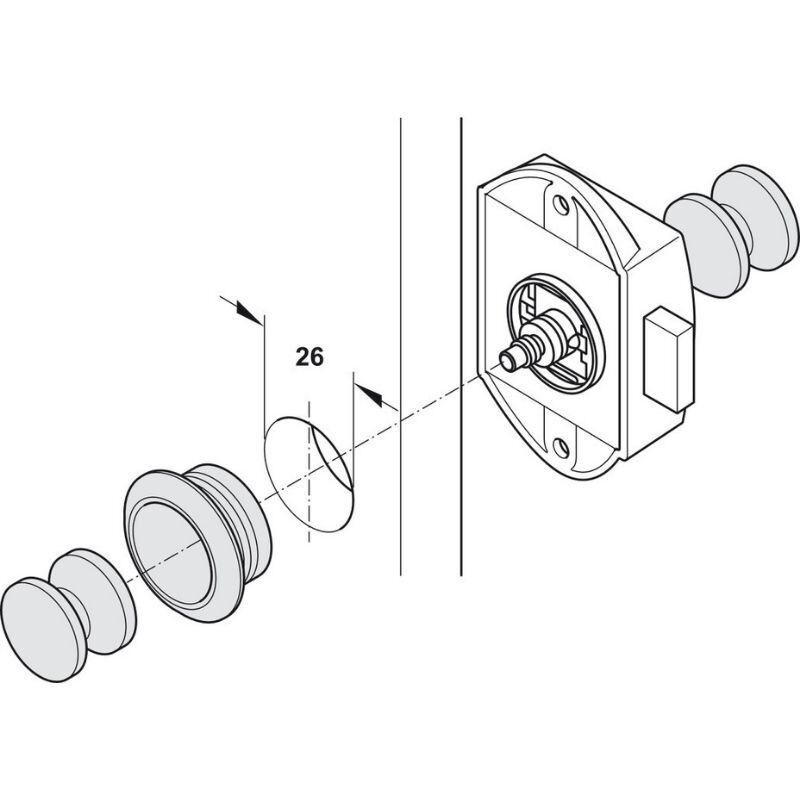 Hafele Sürgü Kilit 25mm, Nikel Renk