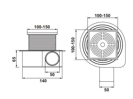 Hafele VORTEX Yer Süzgeci Yatay 100X100 Altın
