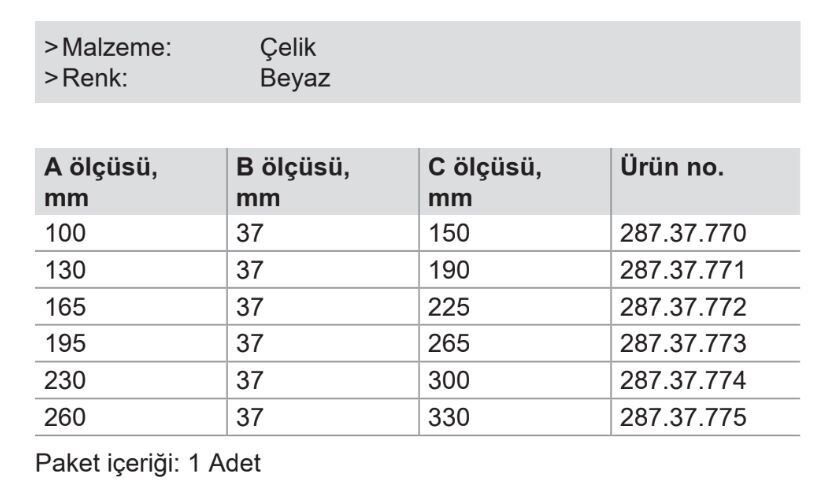 Hafele Sabit Konsol 205x36.5x253mm, Beyaz Renk