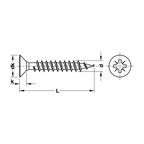 Hafele Hospa Havşa Başlı Vida 4,0x20mm (1000 Adet), Parlak Pirinç