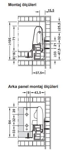 Hafele MATRIX BOX S35 Çekmece Seti Gri 16/84/350mm