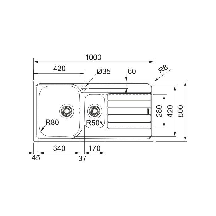 Franke Celik Evye Spark Skx 651 1.5 Gözlü Sağ Damlalıklı
