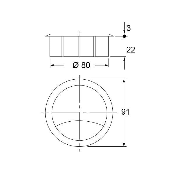 Hafele Sürgülü Kablo Kapağı Ø80mm, Parlak Krom Renk