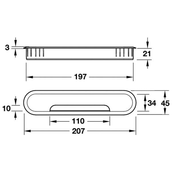 Hafele Elto Oval Kablo Kapağı 207mm, Siyah Renk