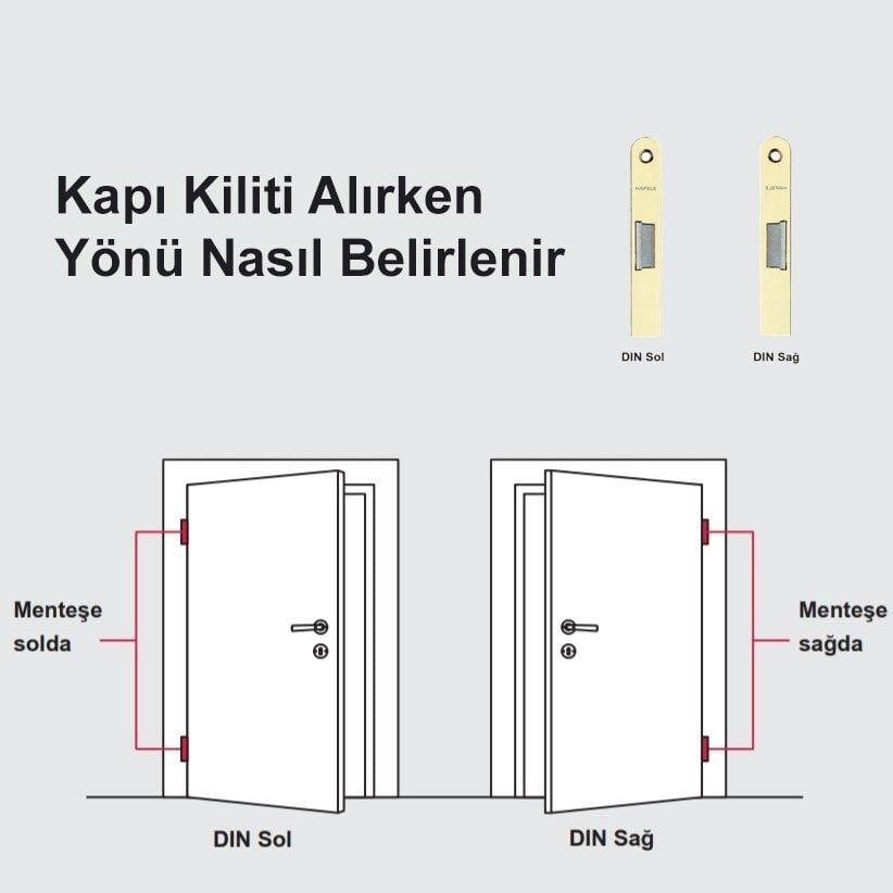 Hafele Gömme Kilit Oda Tipi 55/18mm, Sağ Yönlü Parlak Krom Renk