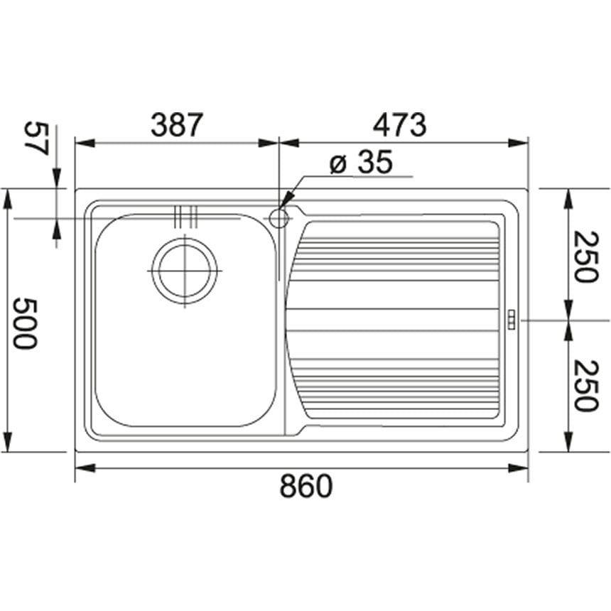 Franke Çelik Eviye Logica Line LLX 611-86 Tek Gözlü Tezgah Üstü Inox Sağ Damlalıklı