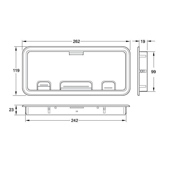 Hafele Tombo Kablo Kapağı 262x118mm, Mat Krom Renk