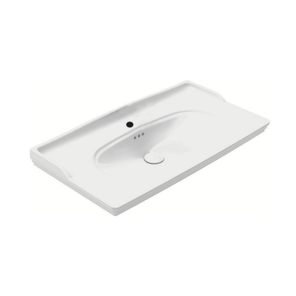 Hafele Banyo Lavabosu Empress 90-1 Tek Batarya Delikli 900x465x90mm Parlak Beyaz