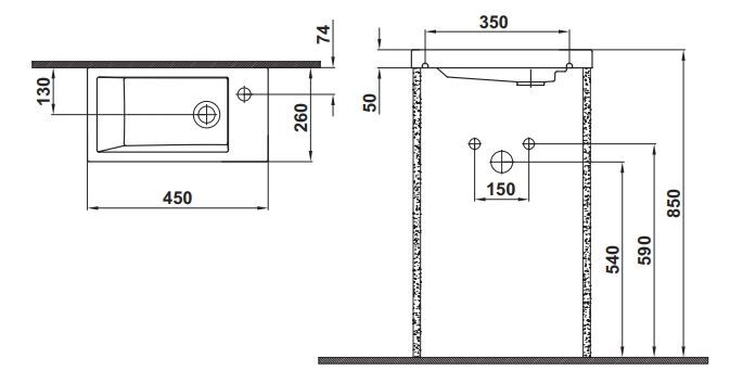 Hafele MINIMAL 450x260x100mm Parlak Beyaz