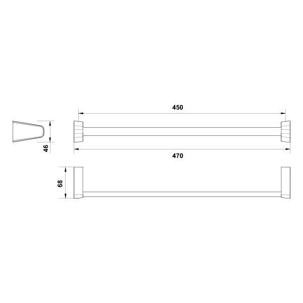 Hafele Uzun Havluluk Norm Duvara Monte 450mm Mat Siyah Renk