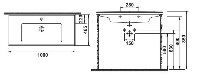 Hafele LEONIS 100 1000x465x185mm Parlak Beyaz