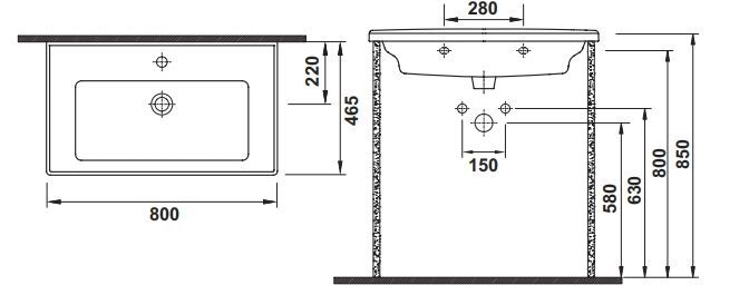 Hafele LEONIS 80 800x465x185mm Parlak Beyaz