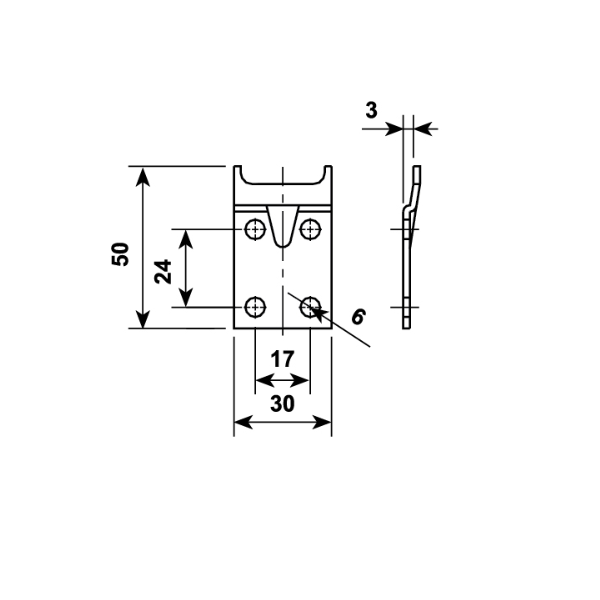 Hafele TR8 Montaj Plakası Vidalı Tek 50x30mm