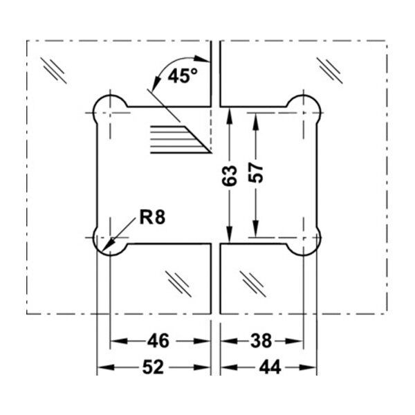 Hafele Duş Menteşe Cam/Cam 135° Krom P. 55x90mm