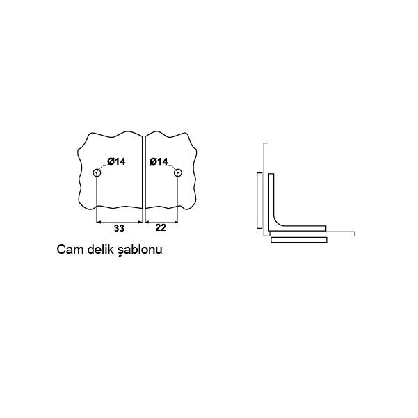 Hafele Cam Tutucu 90° Cam/ Cam P.Çelik 50x70mm (1 Çift)