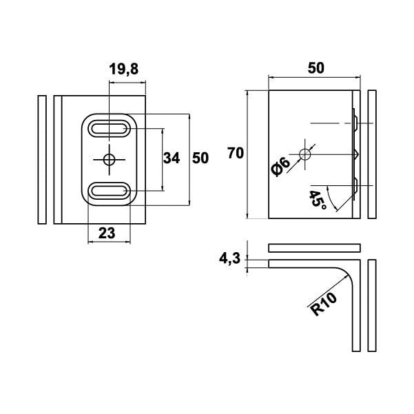Hafele Cam Tutucu 90° Cam/Cam Krom P. 50x70mm (1 Çift)