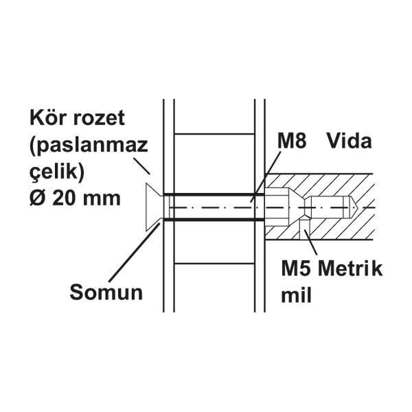 Hafele Çekme Kol Bağlantı Elemanı Tek Taraflı 35-45mm P.Çelik Renk