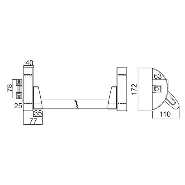 Hafele Pass Bar Gri 1250Mm
