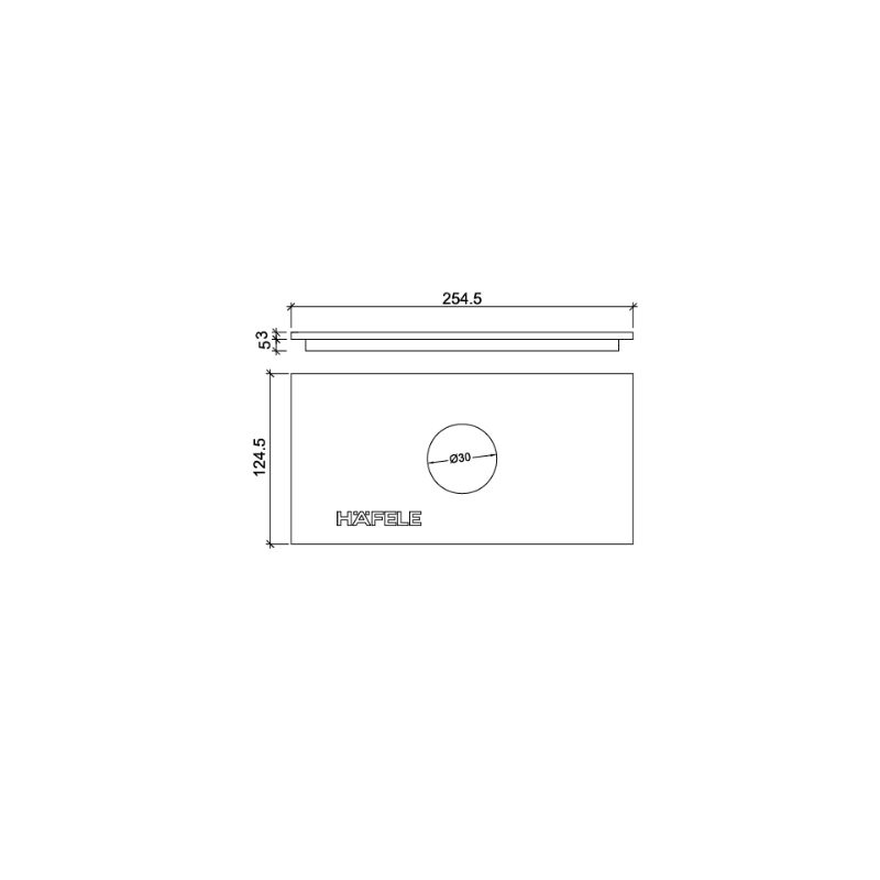Hafele WOODY Kutu kapağı, 255x125x8mm, siyah