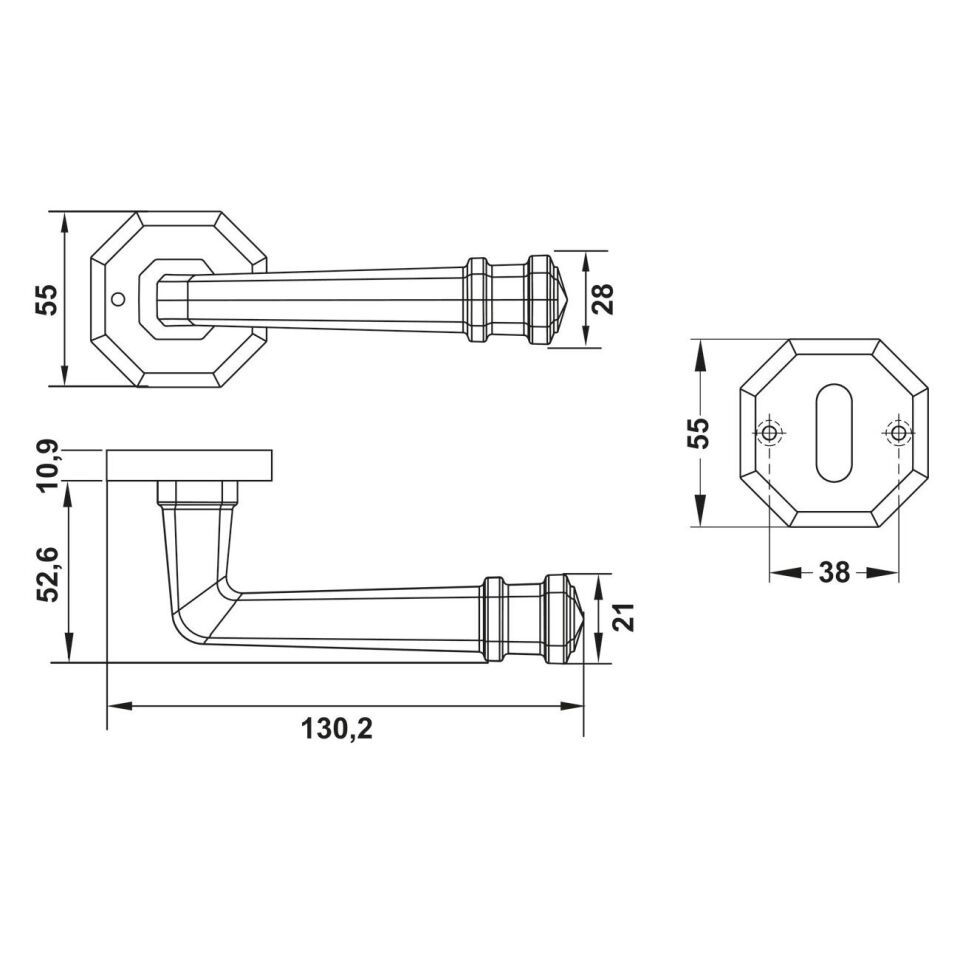 Hafele YORK PC (Barelli Tip) Antik Bronz Renk Kapı Kolu