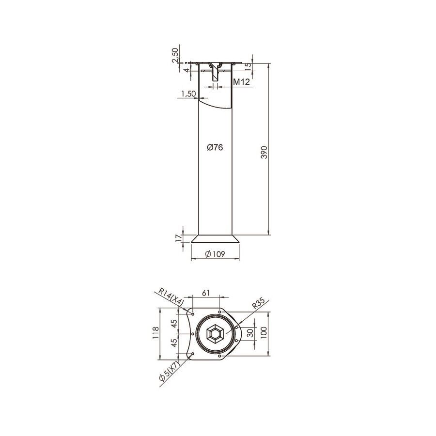Hafele Ahşap İçin Sehpa Ayağı 76x410mm, Parlak Krom Renk