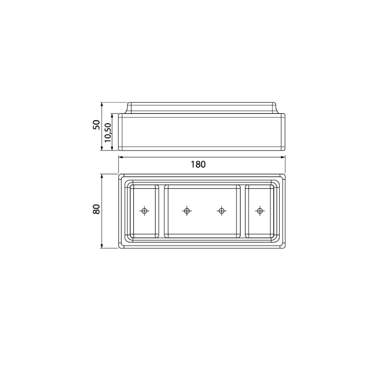 Hafele Travis Köşeli Mobilya Ayağı 80x50mm, Mat Krom Renk