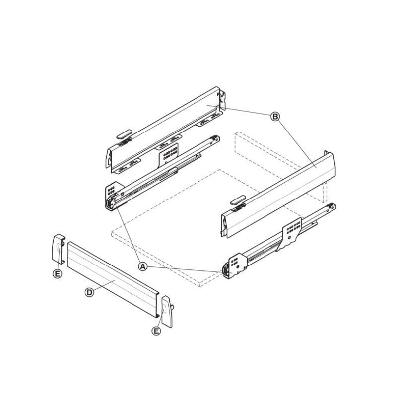 Hafele M. Box P Vis Y.İç Çek. Ön Paneli 900mm, Gri Renk