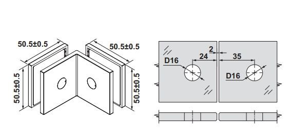 Hafele FORTIUS 03 Cam Tutucu C/C 90° Parlak Rose