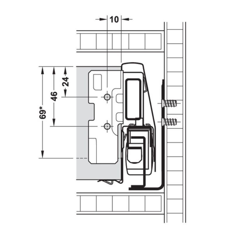 Hafele M. Box P Vis İç Çek. Ön Paneli 1200mm, Gri Renk