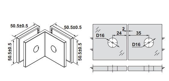 Hafele FORTIUS 03 Cam Tutucu C/C 90° Parlak Krom
