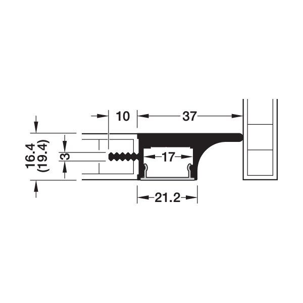 Hafele Profıl 3101 Gizli Kulp Profili Alüminyum Siyah 2.5M