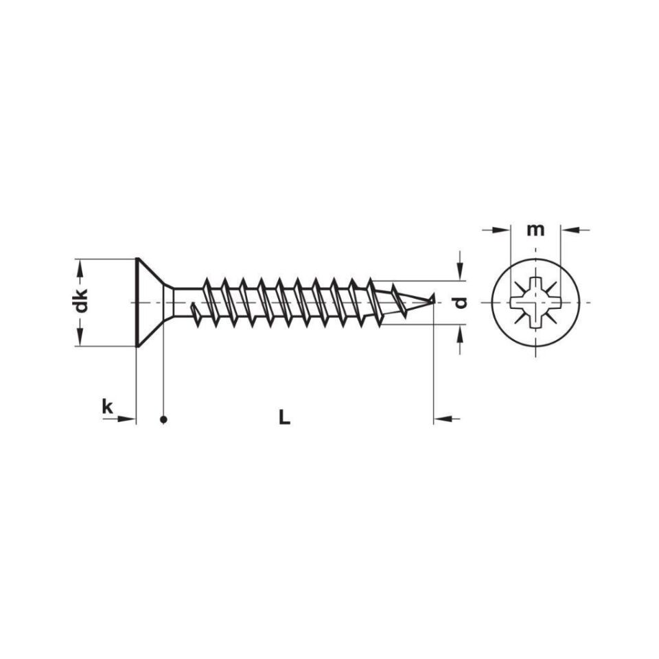 Hafele Havşa Başlı Sunta Vidası 4,0x45mm (500 Adet), Galvaniz