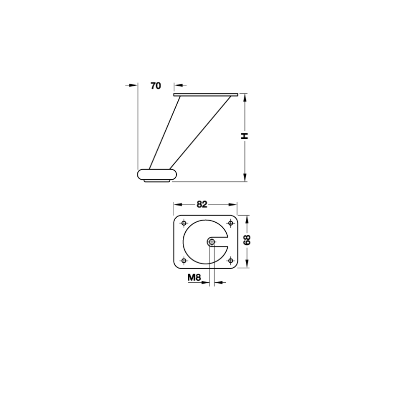Hafele Mobilya Ayağı 180mm, Mat Nikel Renk