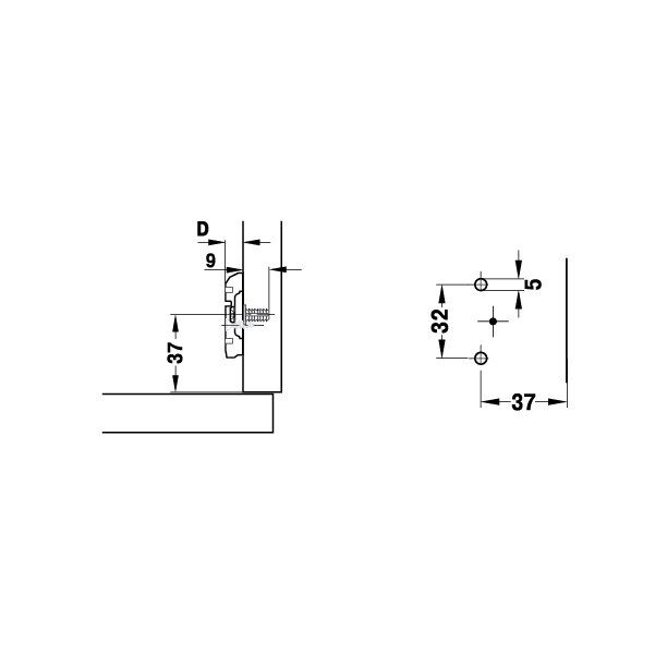 Hafele M.S. H Taban Vidalı, 5mm / 3mm