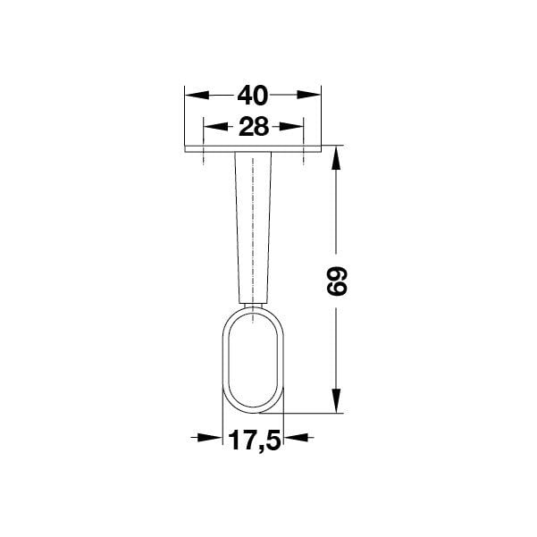 Hafele Askı Borusu Flanşı Oval Üst Panele Monte Mat Siyah Zamak 16Mm